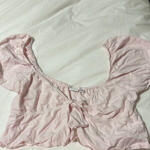 Aritzia Sunday Best Pink Tie Crop Top